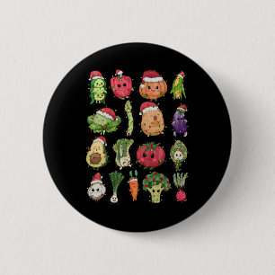 Badge Rond 5 Cm Dame de cantine légumes nourriture sapin de Noël a