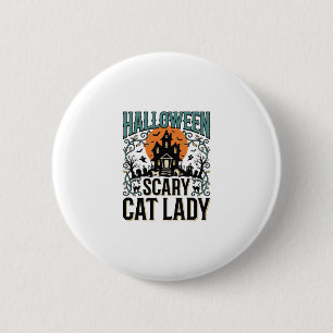 Badge Rond 5 Cm Dame de chat Halloween Maison hantée effrayante Vi