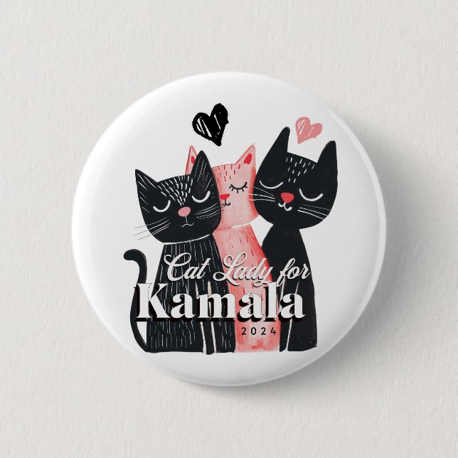 Badge Rond 5 Cm Dame de chat pour Kamala Harris 2024 (Devant)