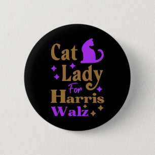 Badge Rond 5 Cm Dame de chat sans enfant pour Kamala Harris Tim Wh