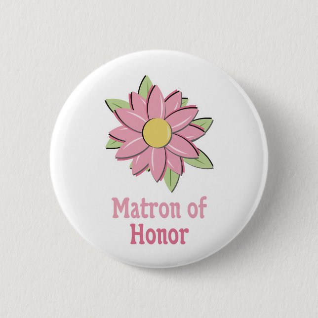 Badge Rond 5 Cm Dame de honneur rose de fleur (Devant)