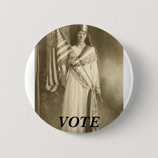 Badge Rond 5 Cm dame de liberity de suffrage, BOUTON de VOTE (Devant)