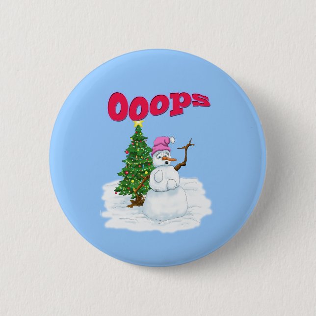 Badge Rond 5 Cm Dame de neige avec arbre de Noël Ops (Devant)