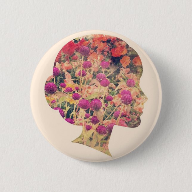 Badge Rond 5 Cm Dame des fleurs (Devant)