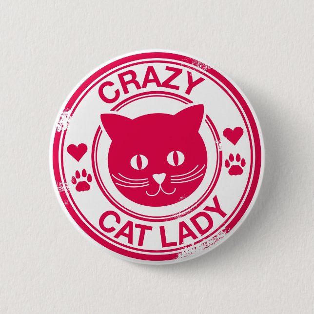 Badge Rond 5 Cm Dame du Crazy Cat (Devant)