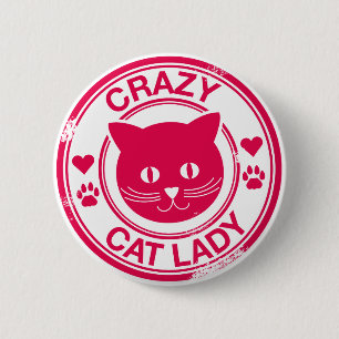 Badge Rond 5 Cm Dame du Crazy Cat