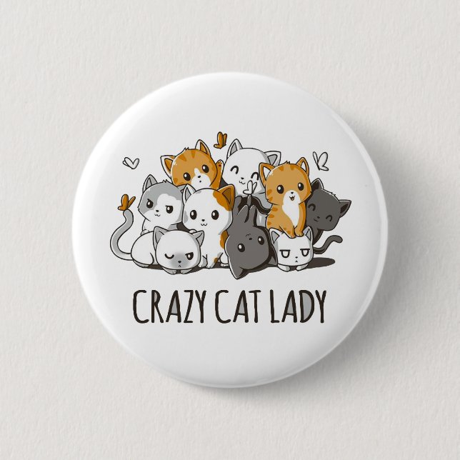 Badge Rond 5 Cm Dame du Crazy Cat (Devant)