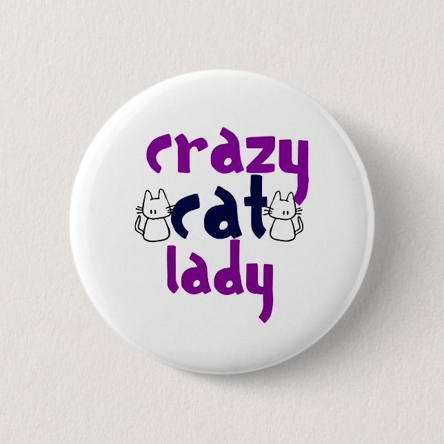 Badge Rond 5 Cm Dame du Crazy Cat (Devant)