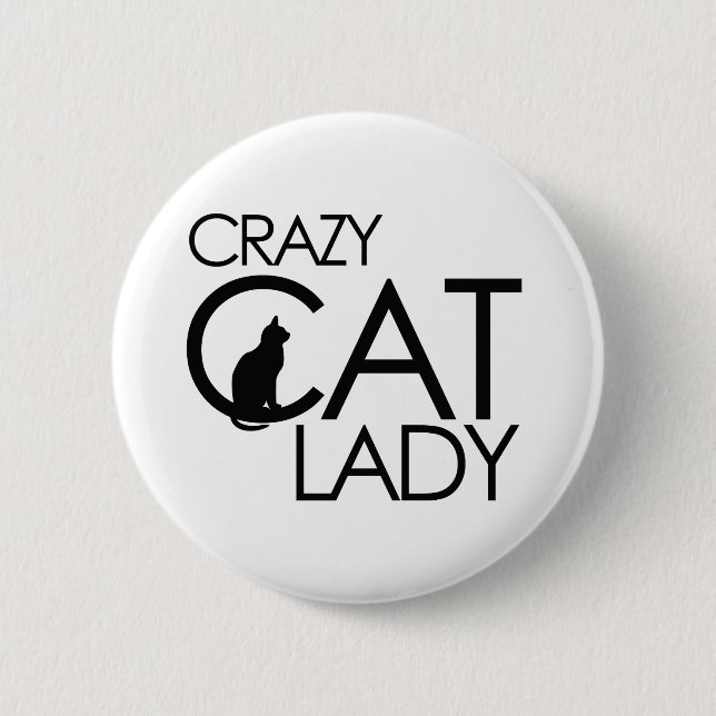 Badge Rond 5 Cm Dame du Crazy Cat (Devant)