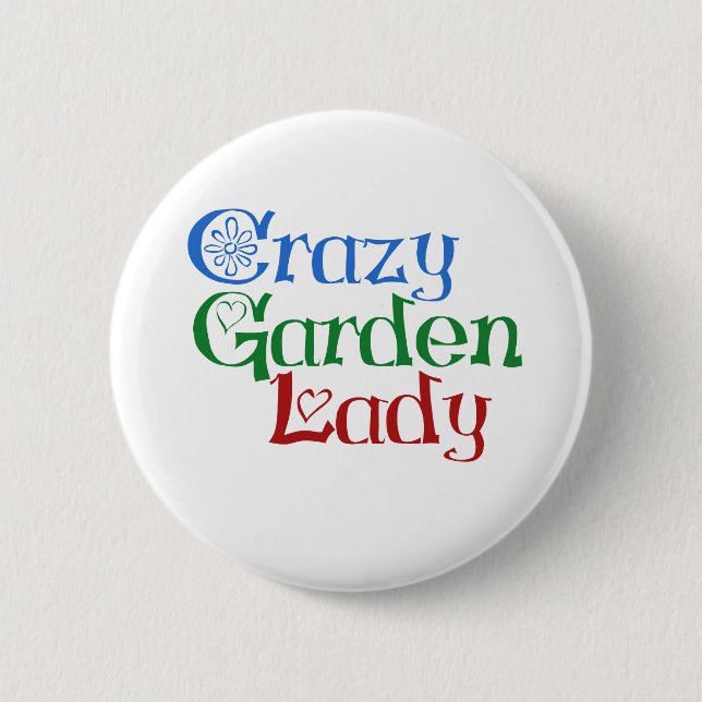 Badge Rond 5 Cm Dame folle du jardin (Devant)