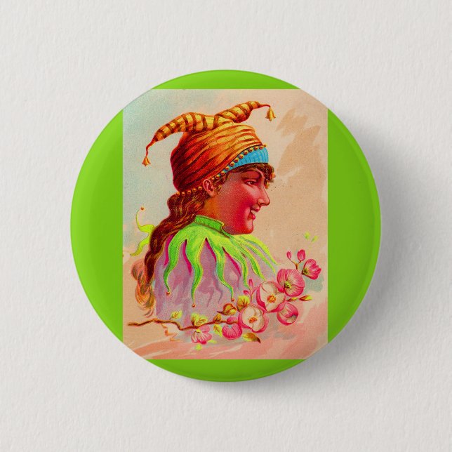 Badge Rond 5 Cm Dame victorienne jester (Devant)