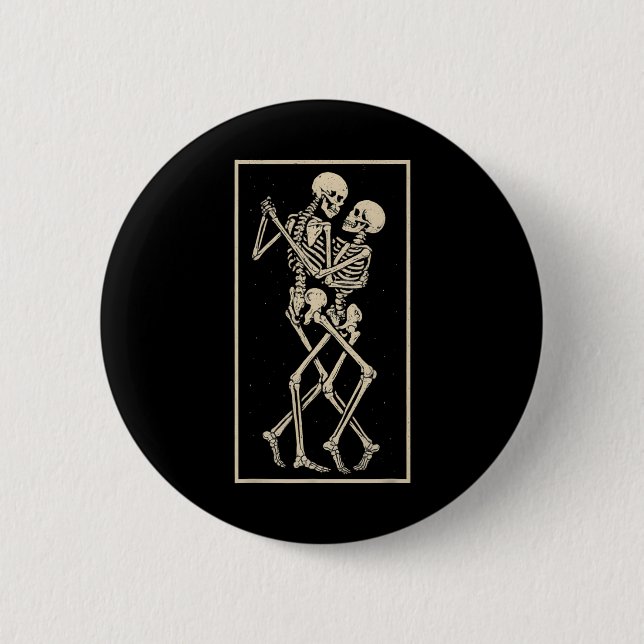 Badge Rond 5 Cm Dancing Skeleton Couple - Romantic Gothic Hallowee (Devant)