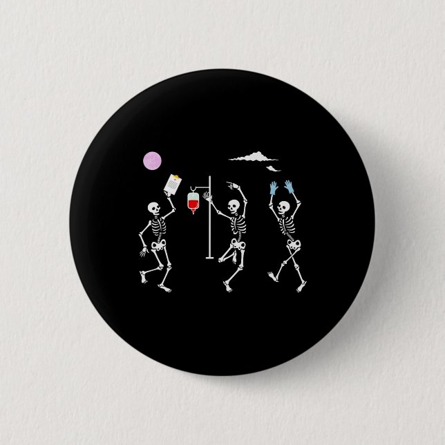 Badge Rond 5 Cm Dancing Skeleton Funny Nurse Skeleton Halloween He (Devant)