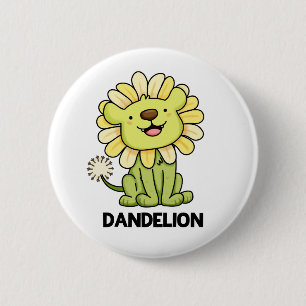 Badge Rond 5 Cm Dandelion Funky Lion Flower Pun