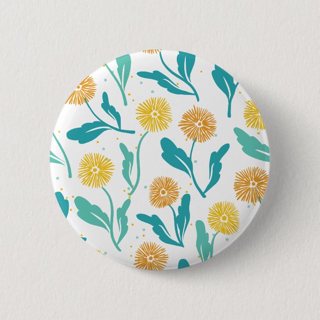 Badge Rond 5 Cm Dandelion jaune motif floral - Inspiré par la natu (Devant)