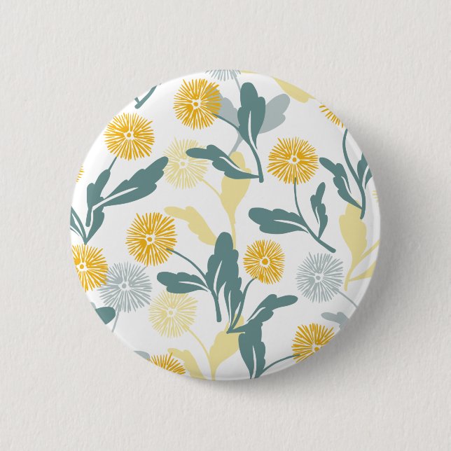 Badge Rond 5 Cm Dandelion motif floral blanc ver (Devant)