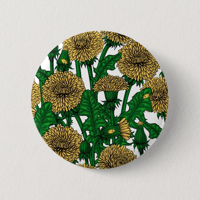 Badge Rond 5 Cm Dandelions sur blanc (Devant)