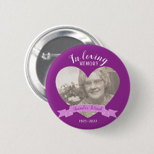 Badge Rond 5 Cm Dans la mémoire amoureuse photo nom de coeur viole