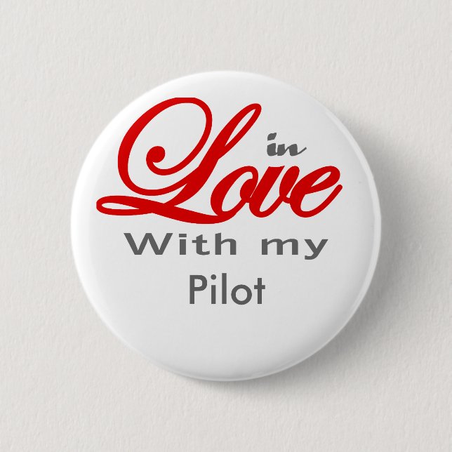 Badge Rond 5 Cm Dans l'amour avec mon pilote (Devant)