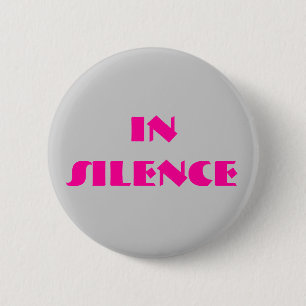Badge Rond 5 Cm Dans le silence-- gris/rose