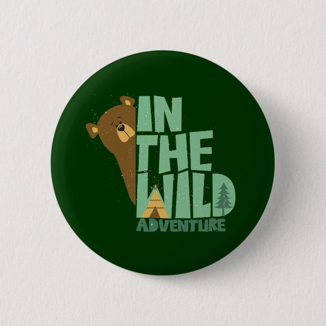 Badge Rond 5 Cm Dans L'Ours D'Aventure Sauvage (Devant)