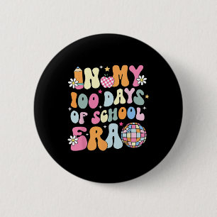 Badge Rond 5 Cm Dans Mes 100 Jours De L'Ère Scolaire Super Retro S