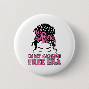 Badge Rond 5 Cm Dans Mon Cancer Era Libre Messy Bun Cancer du Sein