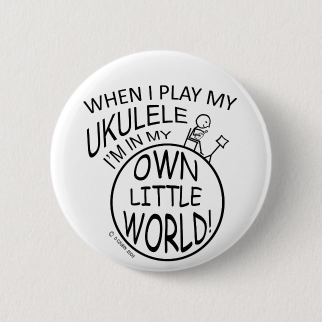 Badge Rond 5 Cm Dans Mon Petit Monde, Ukulele (Devant)