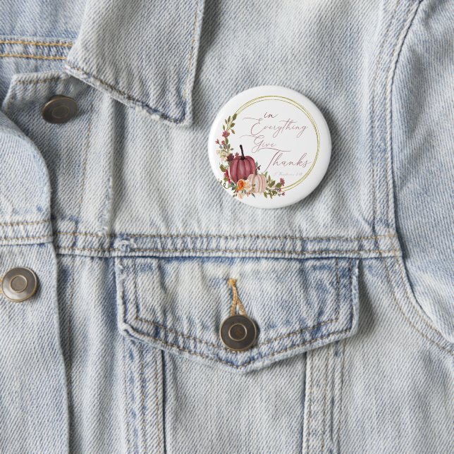 Badge Rond 5 Cm Dans Tout Rendez grâce pastel et citrouilles d'or (En situation)