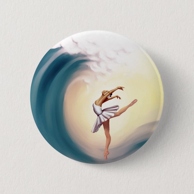 Badge Rond 5 Cm Danse avec des vagues (Devant)
