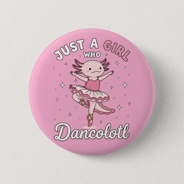 Badge Rond 5 Cm Danse Axolotl rose dans Ballet Tutu (Devant)