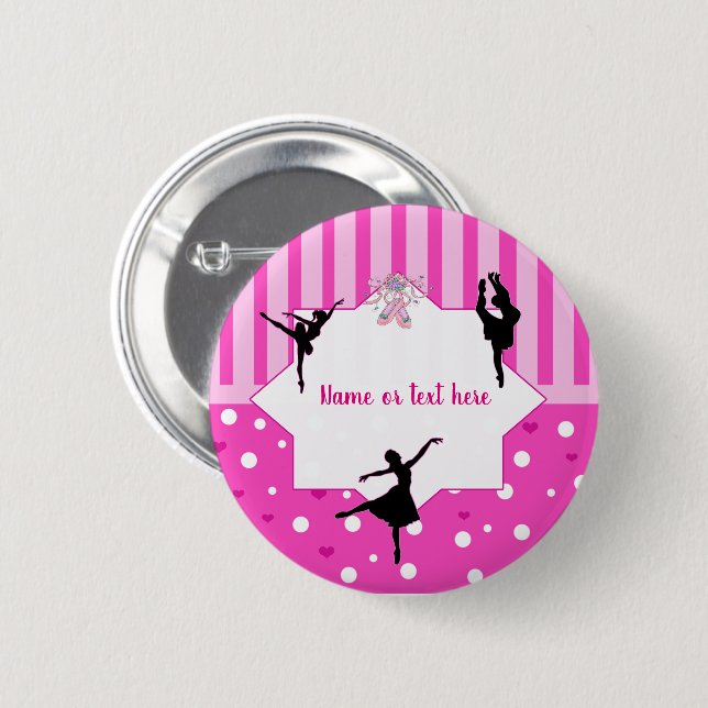Badge Rond 5 Cm Danse Ballerina silhouette Anniversaire (Devant & derrière)
