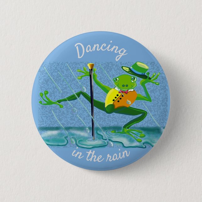 Badge Rond 5 Cm Danse dans la pluie robinet danse grenouille bouto (Devant)