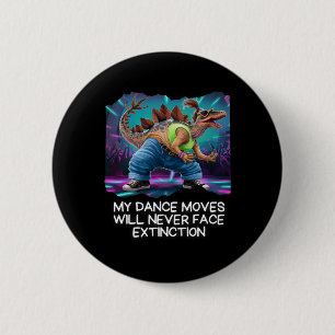 Badge Rond 5 Cm Danse de dinosaure Danse drôle de dino 