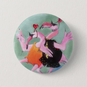 Badge Rond 5 Cm Danse de Flamant rose