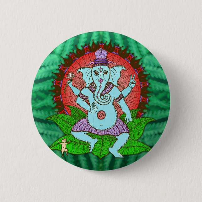 Badge Rond 5 Cm Danse de Ganesh de paix (Devant)