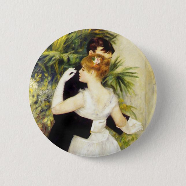 Badge Rond 5 Cm Danse de Renoir dans le bouton de ville (Devant)