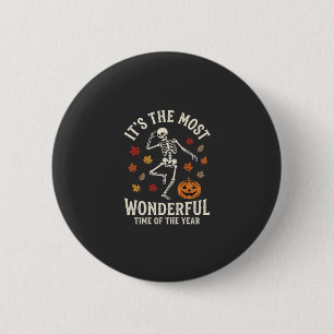 Badge Rond 5 Cm Danse de squelette de Halloween Citrouille Automne
