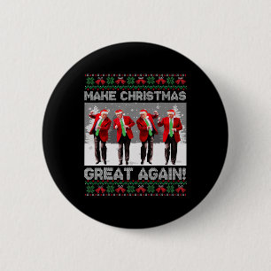Badge Rond 5 Cm Danse de Trump Père Noël Rendre Noël encore plus G