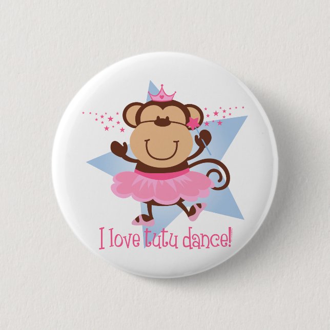 Badge Rond 5 Cm Danse de tutu d'amour de singe (Devant)