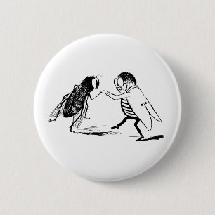 Badge Rond 5 Cm Danse des insectes vintages; Volée de bleuet