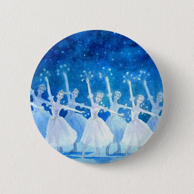 Badge Rond 5 Cm Danse du bouton de flocons de neige (Devant)