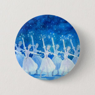 Badge Rond 5 Cm Danse du bouton de flocons de neige
