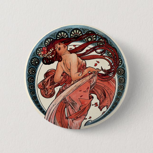 Badge Rond 5 Cm Danse par Alfons Mucha 1898 (Devant)