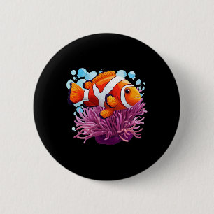 Badge Rond 5 Cm Danse Poisson Clown Dans L'Anémone De Mer