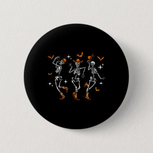 Badge Rond 5 Cm Danser Skeletons Danse Cowboy Halloween Occidental