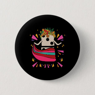 Badge Rond 5 Cm Danser Train Mexicain Domino Tile Fleurs Drôle Ga