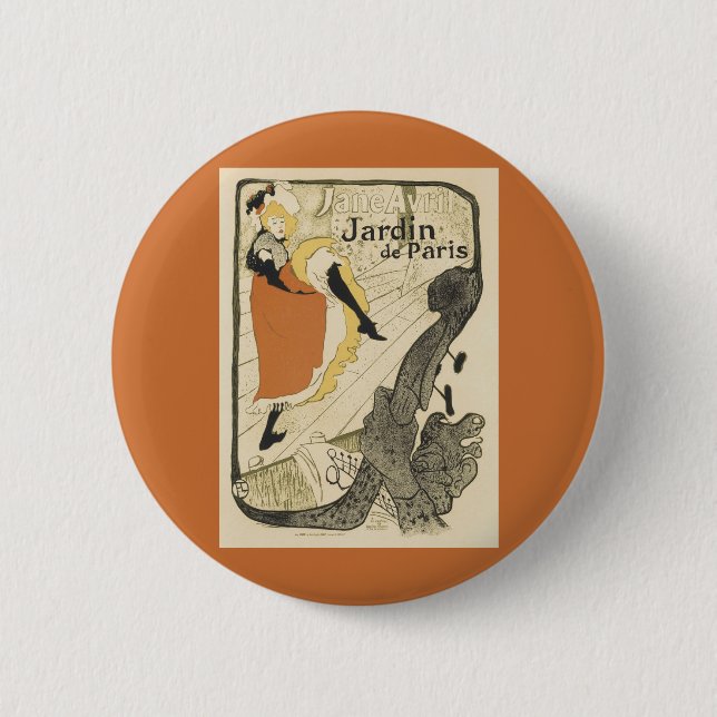 Badge Rond 5 Cm Danseuse Art Nouveau Jane Avril, Toulouse Lautrec (Devant)