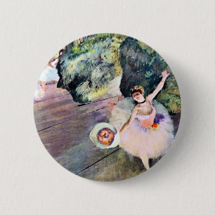 Badge Rond 5 Cm Danseuse au bouquet de fleurs par Edgar Degas
