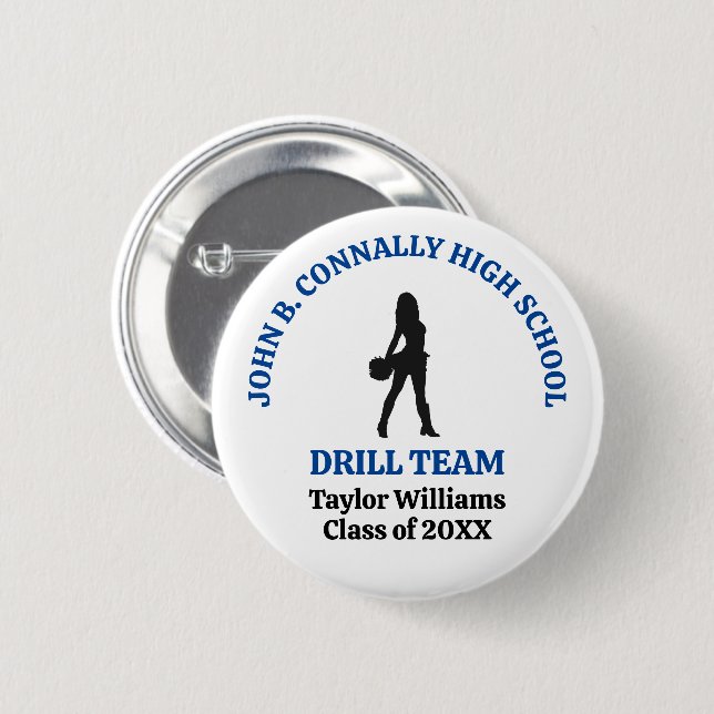 Badge Rond 5 Cm Danseuse de l'équipe de drill de l'école secondair (Devant & derrière)